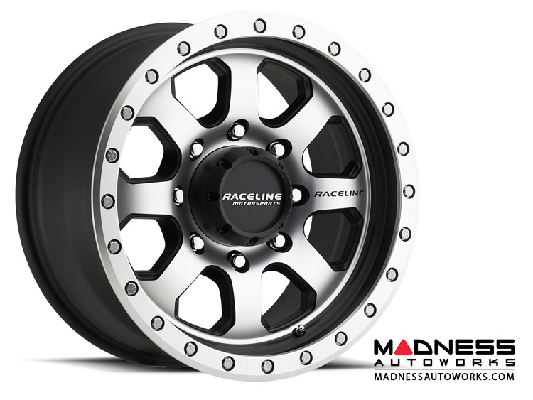 Jeep Custom Wheels (1) - Raceline - 929B - 17"x9" - Street Lock Avenger Black w/ Machined Finish